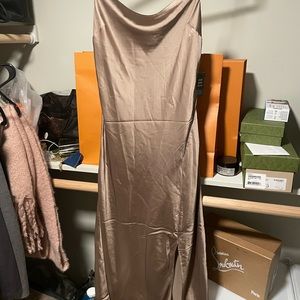 BRAND NEW Satin cowl neck asymmetrical dress